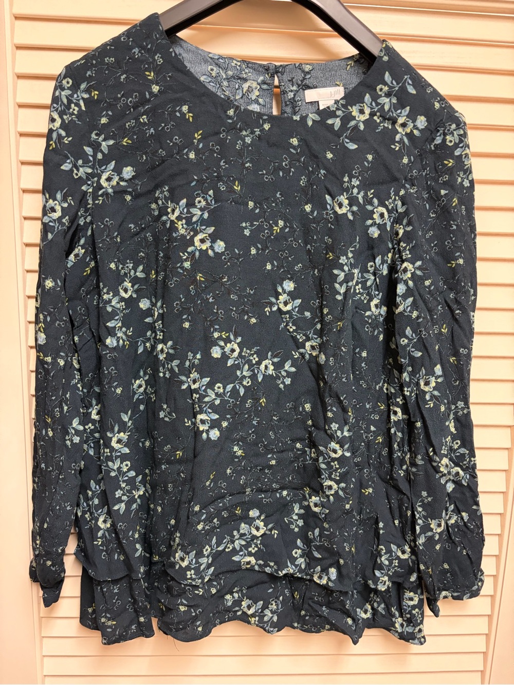 J Jill Womens M Floral Rayon Blouse Layered Asymmetrical Boho Tunic Cottagecore